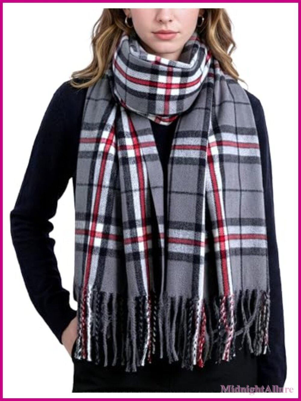 Tartan Plaid Shawl Wrap Soft Cashmere Feel Winter Scarf Oversized